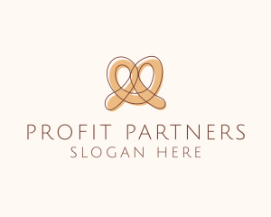 Brown Pretzel Line Art logo design