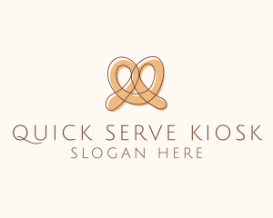 Brown Pretzel Line Art logo design