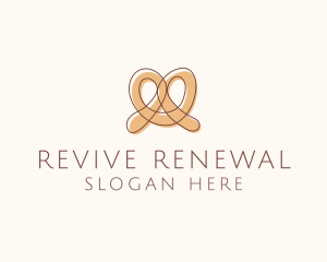 Brown Pretzel Line Art logo design