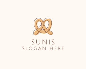 Brown Pretzel Line Art logo design