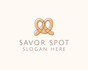 Brown Pretzel Line Art logo design