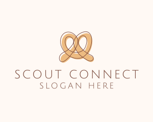 Brown Pretzel Line Art logo design