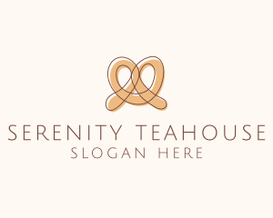 Brown Pretzel Line Art logo design