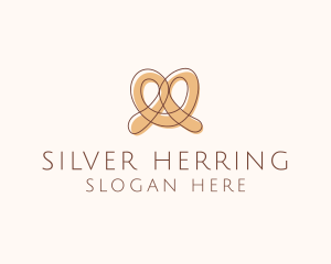 Brown Pretzel Line Art logo design