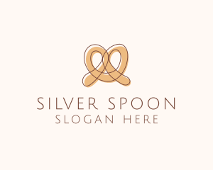 Brown Pretzel Line Art logo design