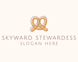 Brown Pretzel Line Art logo design