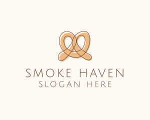 Brown Pretzel Line Art logo design