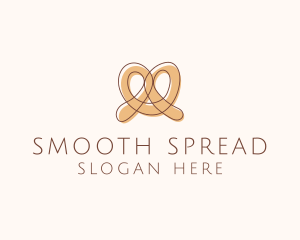 Brown Pretzel Line Art logo design