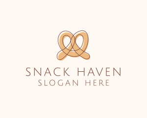 Brown Pretzel Line Art logo design