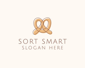 Brown Pretzel Line Art logo design