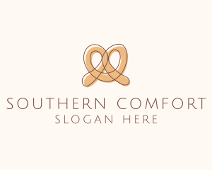 Brown Pretzel Line Art logo design