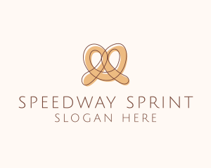 Brown Pretzel Line Art logo design