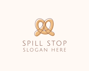 Brown Pretzel Line Art logo design