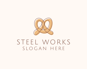 Brown Pretzel Line Art logo design