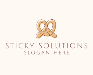 Brown Pretzel Line Art logo design