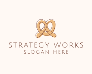 Brown Pretzel Line Art logo design