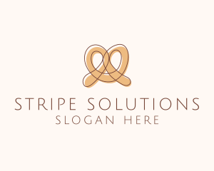 Brown Pretzel Line Art logo design