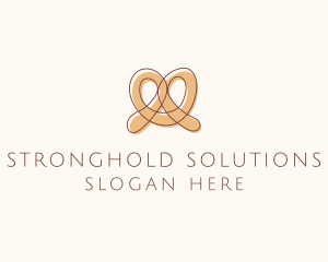 Brown Pretzel Line Art logo design