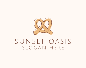 Brown Pretzel Line Art logo design