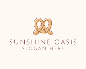 Brown Pretzel Line Art logo design