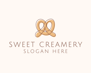 Brown Pretzel Line Art logo design