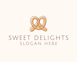 Brown Pretzel Line Art logo design