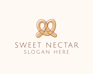 Brown Pretzel Line Art logo design