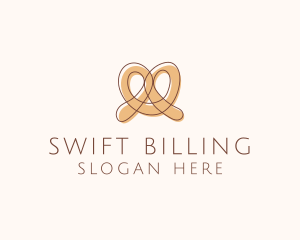 Brown Pretzel Line Art logo design