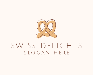 Brown Pretzel Line Art logo design