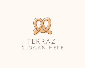 Brown Pretzel Line Art logo design