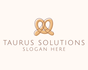 Brown Pretzel Line Art logo design