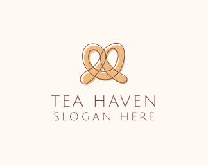 Brown Pretzel Line Art logo design