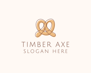 Brown Pretzel Line Art logo design