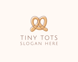 Brown Pretzel Line Art logo design