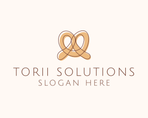 Brown Pretzel Line Art logo design