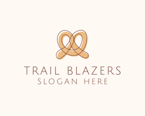 Brown Pretzel Line Art logo design