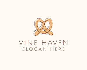 Brown Pretzel Line Art logo design