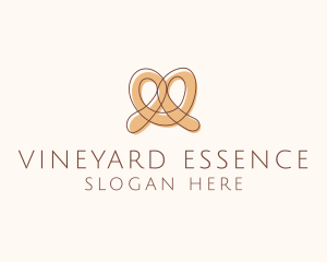 Brown Pretzel Line Art logo design