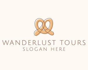 Brown Pretzel Line Art logo design