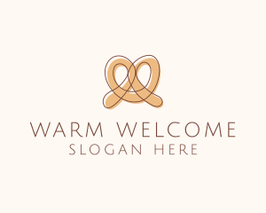 Brown Pretzel Line Art logo design