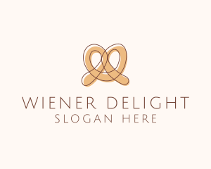 Brown Pretzel Line Art logo design