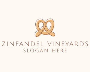 Brown Pretzel Line Art logo design