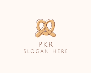 Brown Pretzel Line Art logo design