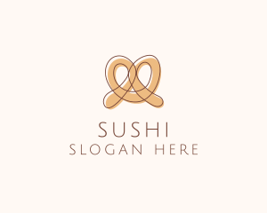 Brown Pretzel Line Art logo design