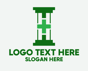 Negative Space - Green Hospital Pillar logo design