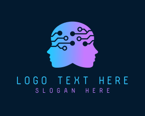 Tech - Gradient Human Mind Tech logo design