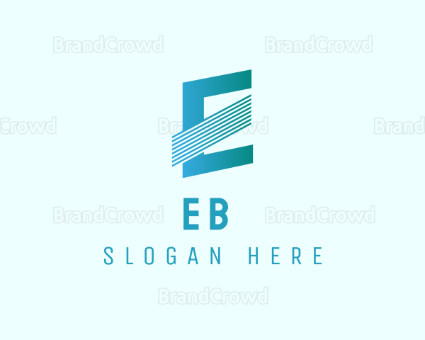 Blue Line Motion Letter E Logo