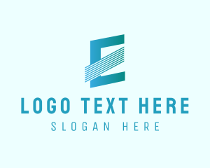 Web - Blue Line Motion Letter E logo design