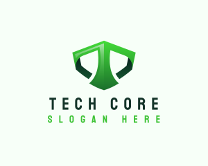 Shield Tech Digital Letter T logo design