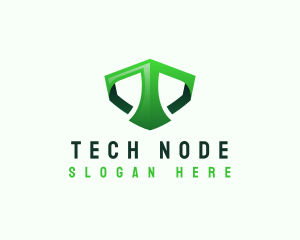 Shield Tech Digital Letter T logo design